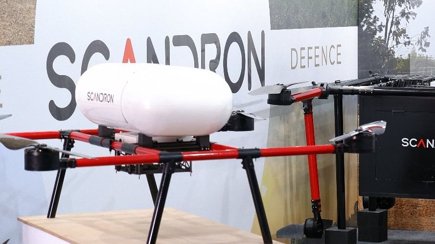 <div class="paragraphs"><p>A Scandron drone on display.</p></div>