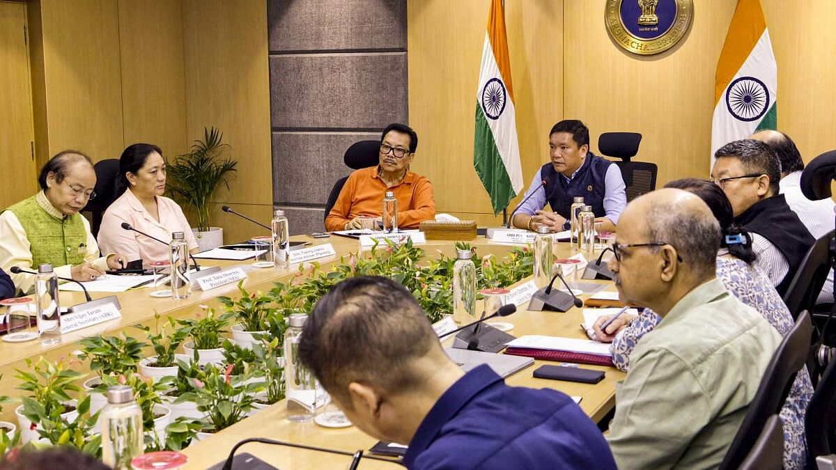 <div class="paragraphs"><p> Arunachal Pradesh Chief Minister Pema Khandu and Deputy CM Chowna Mein during a pre-budget consultation with the state’s Community Based Organizations (CBOs), in Itanagar, Tuesday, July 16, 2024. </p></div>