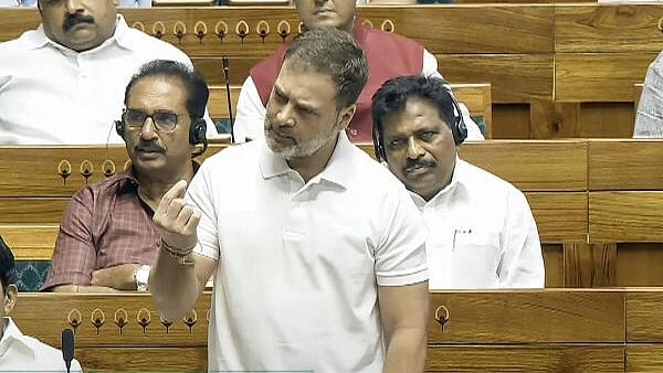 <div class="paragraphs"><p>Leader of Opposition in Lok Sabha and Congress MP Rahul Gandhi speaks in the House during the Monsoon session of Parliament, in New Delhi, Tuesday, July 30, 2024.</p></div>