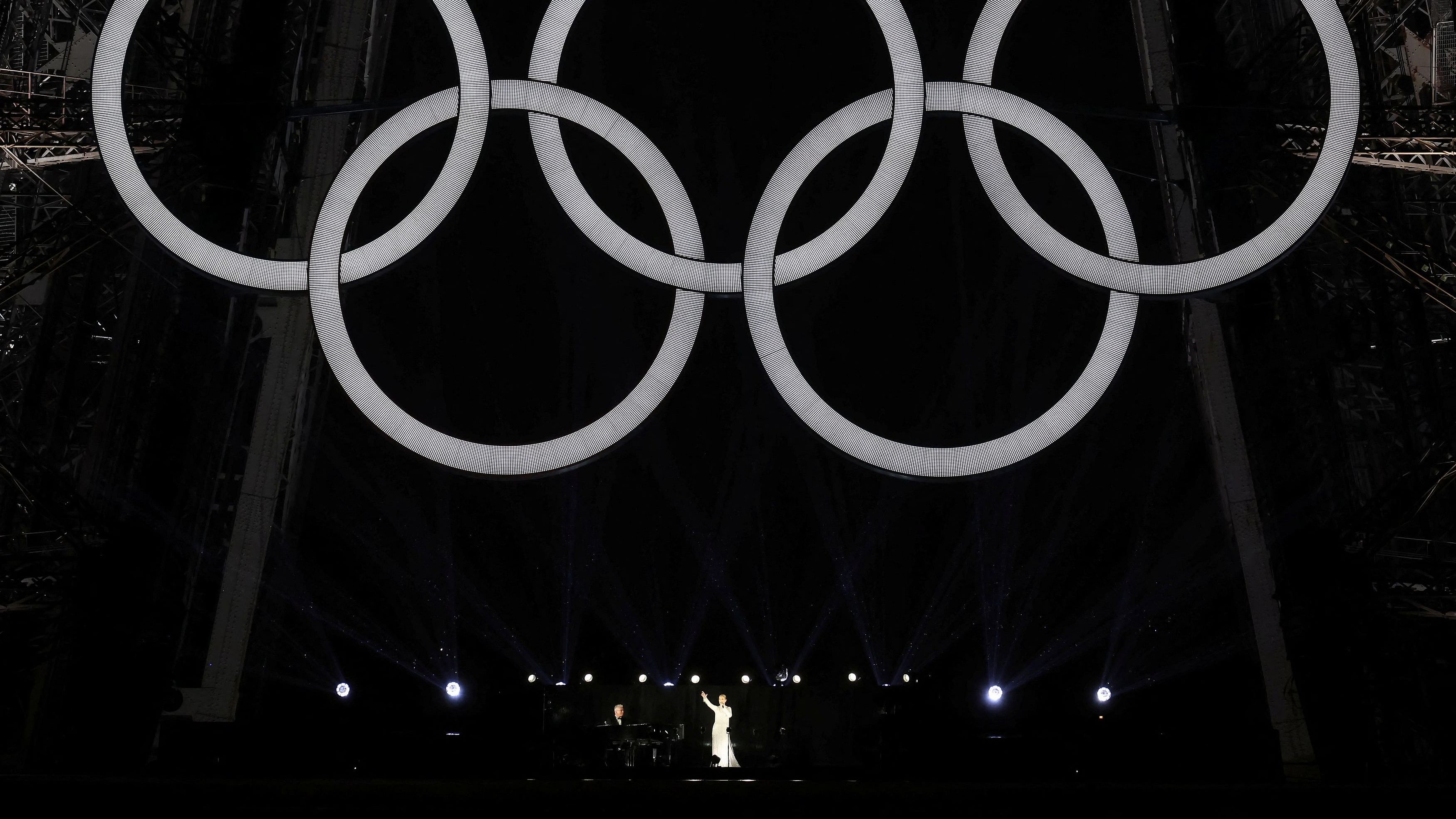 <div class="paragraphs"><p>Canadian Singer Celine Dion performs at the Eiffel Tower at the conclusion of the opening ceremony of the Olympic Games Paris 2024 on July 26, 2024 in Paris, France.</p></div>