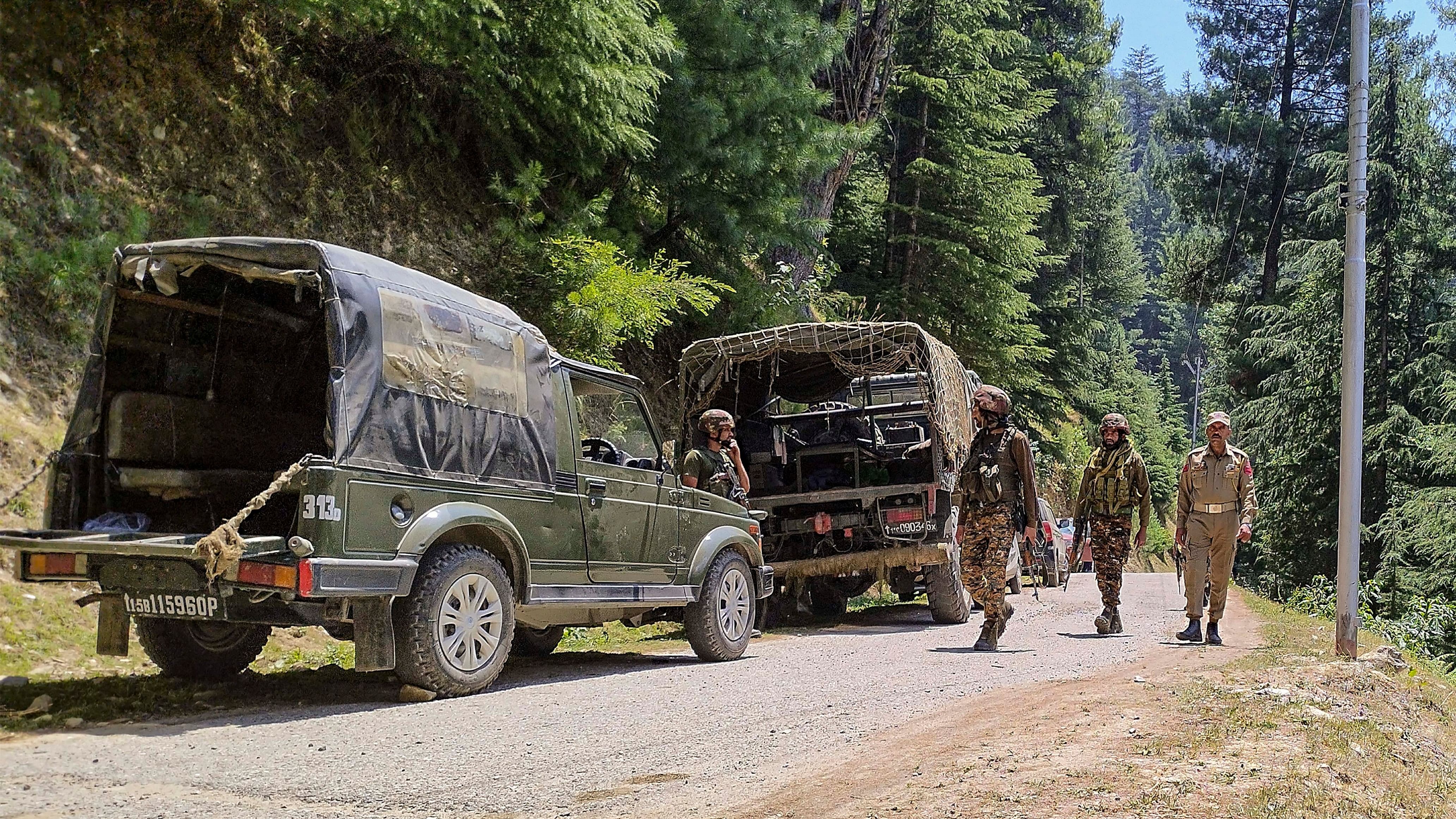 <div class="paragraphs"><p>Doda: Security forces personnel during and encounter with terrorists in Desa forest area, in Doda district of Jammu and Kashmir, Tuesday, July 16, 2024.   </p></div>