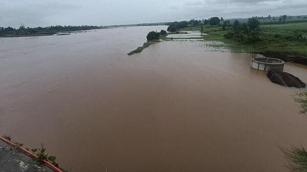 <div class="paragraphs"><p>Water levels in river Krishna flowing near Manjri village in Chikkodi taluk in Belagavi have increased on Monday.</p></div>