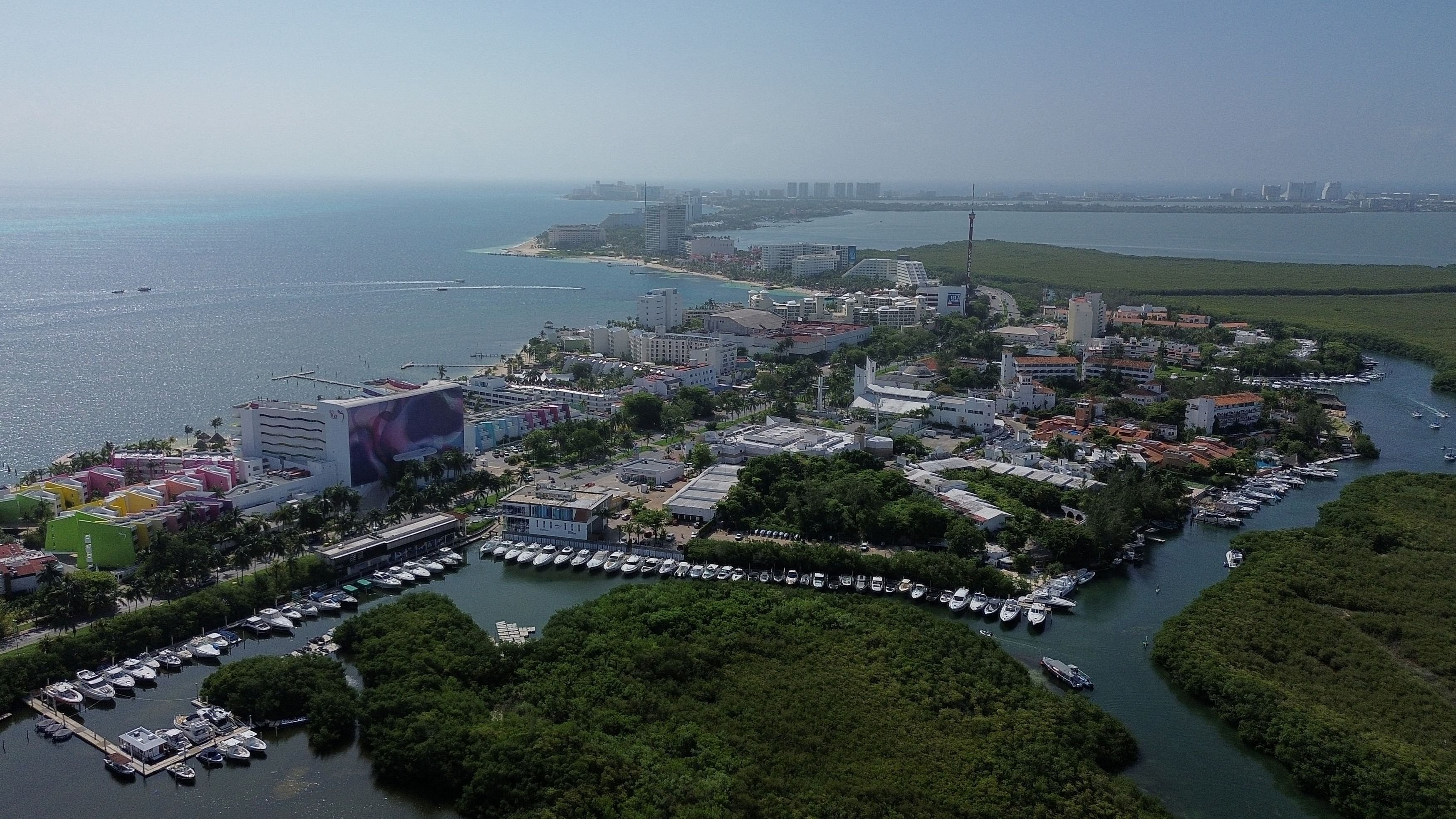 <div class="paragraphs"><p>A drone view shows yachts anchored near mangrove to protect them from the storm surge, ahead of the arrival of Hurricane Beryl.</p></div>