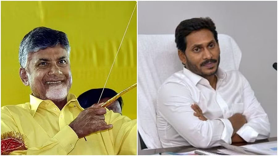 <div class="paragraphs"><p>Andhra CM N Chandrababu Naidu (Left), YSRCP supremo Y S Jagan Mohan Reddy (Right).</p></div>