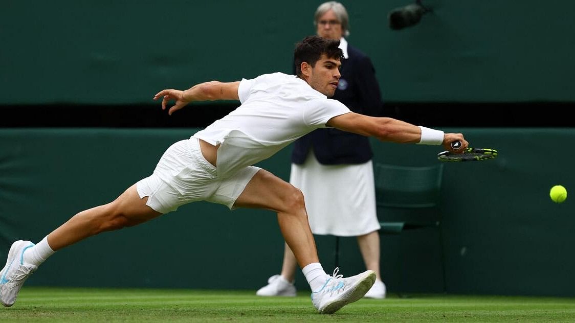 <div class="paragraphs"><p>Spain's Carlos Alcaraz in action during his second round match against Australia's Aleksandar Vukic.</p></div>