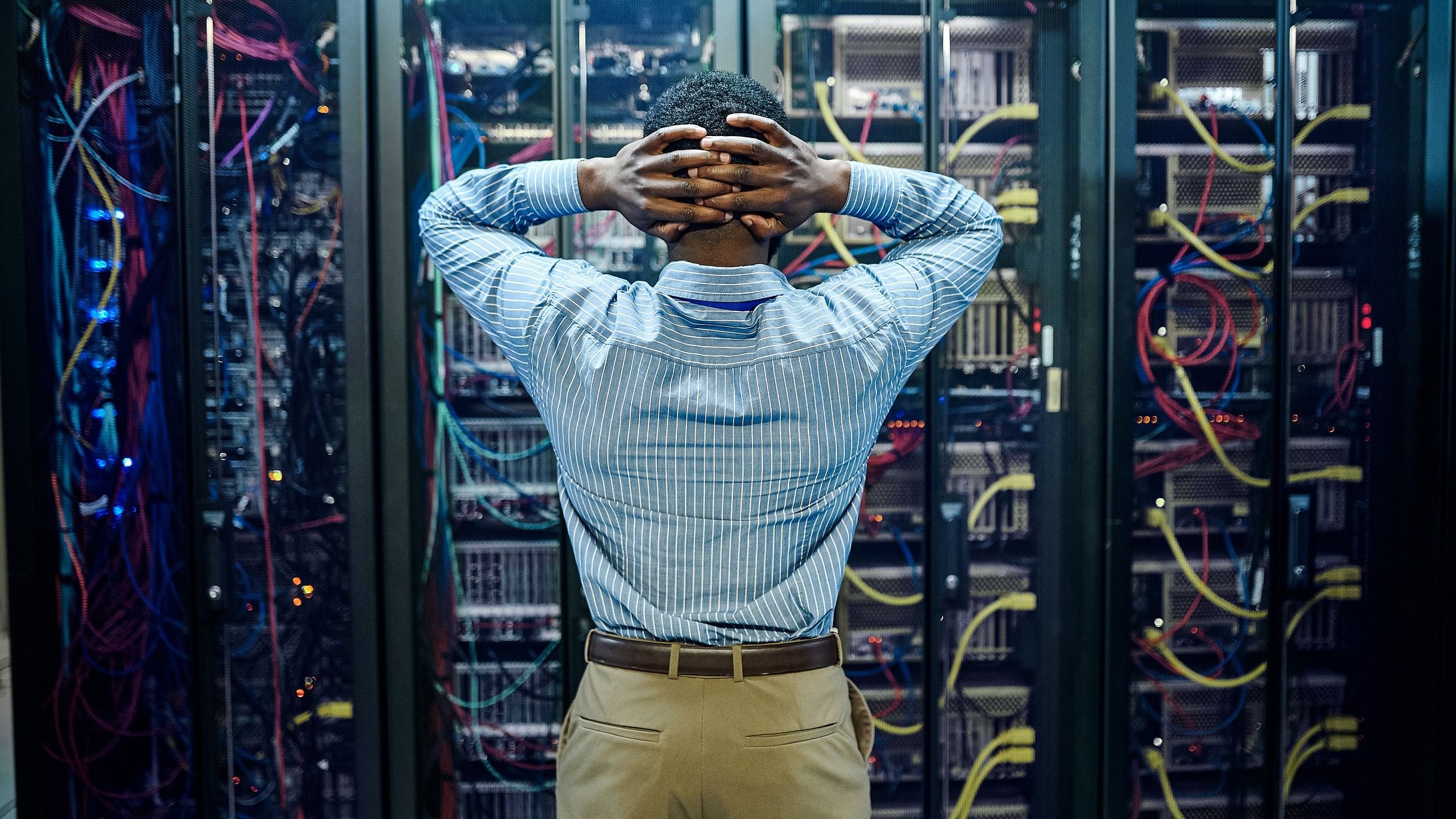 <div class="paragraphs"><p>Image showing a man in front of a stack of servers. For representational purposes.</p></div>