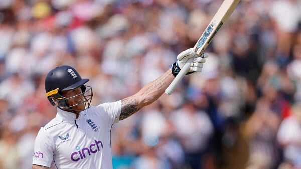 <div class="paragraphs"><p>England's Ben Stokes celebrates reaching his half century. This was the fastest 50 runs scored in English test cricket history.&nbsp;</p></div>