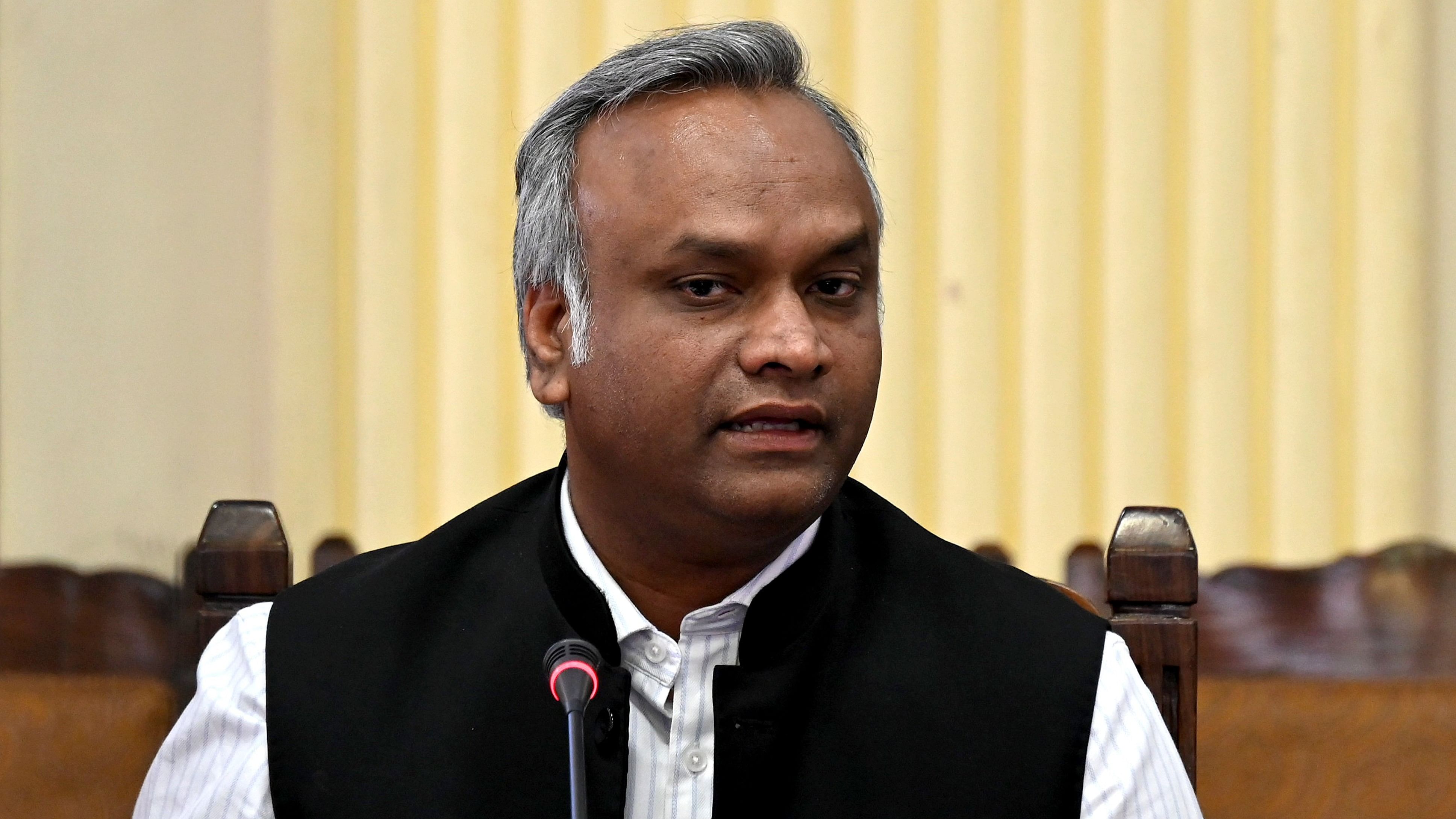 <div class="paragraphs"><p>Minister for Rural Development, Panchayati Raj and Information Technology, Priyank Kharge, at the launch Panchamitra portal and WhatsApp Chat, at Vidhana Soudha in Bengaluru on Friday, March 01, 2024.</p></div>