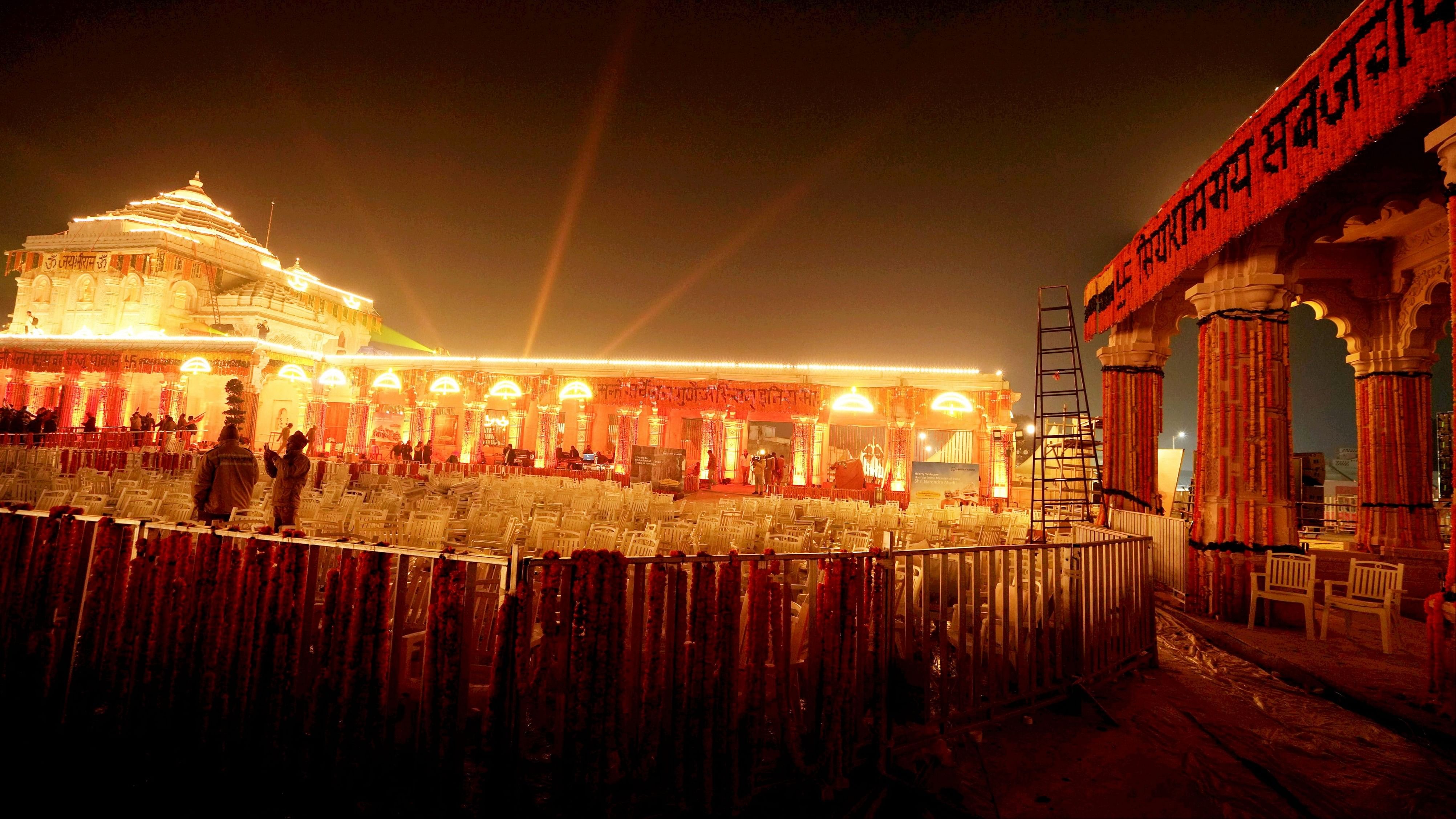 <div class="paragraphs"><p>Illuminated premises of the Ram Mandir in Ayodhya.</p></div>