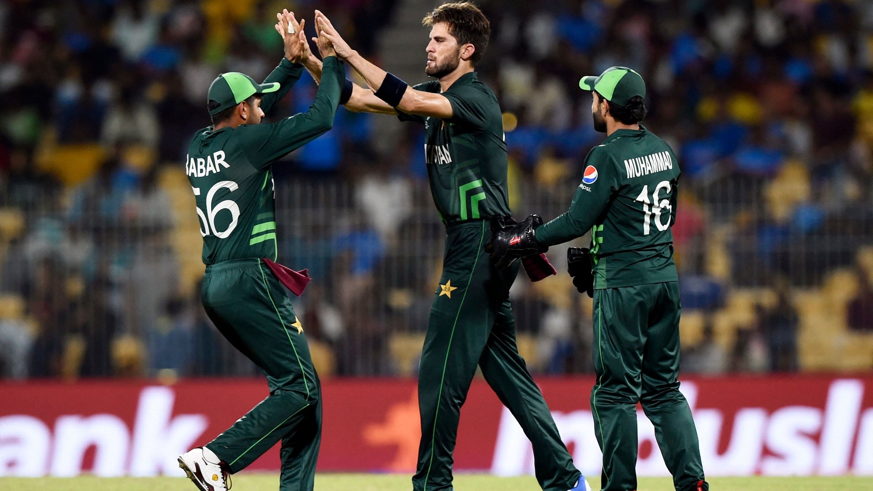 <div class="paragraphs"><p>File photo of Pakistan's Shaheen Afridi, Babar Azam and Mohammad Rizwan.</p></div>