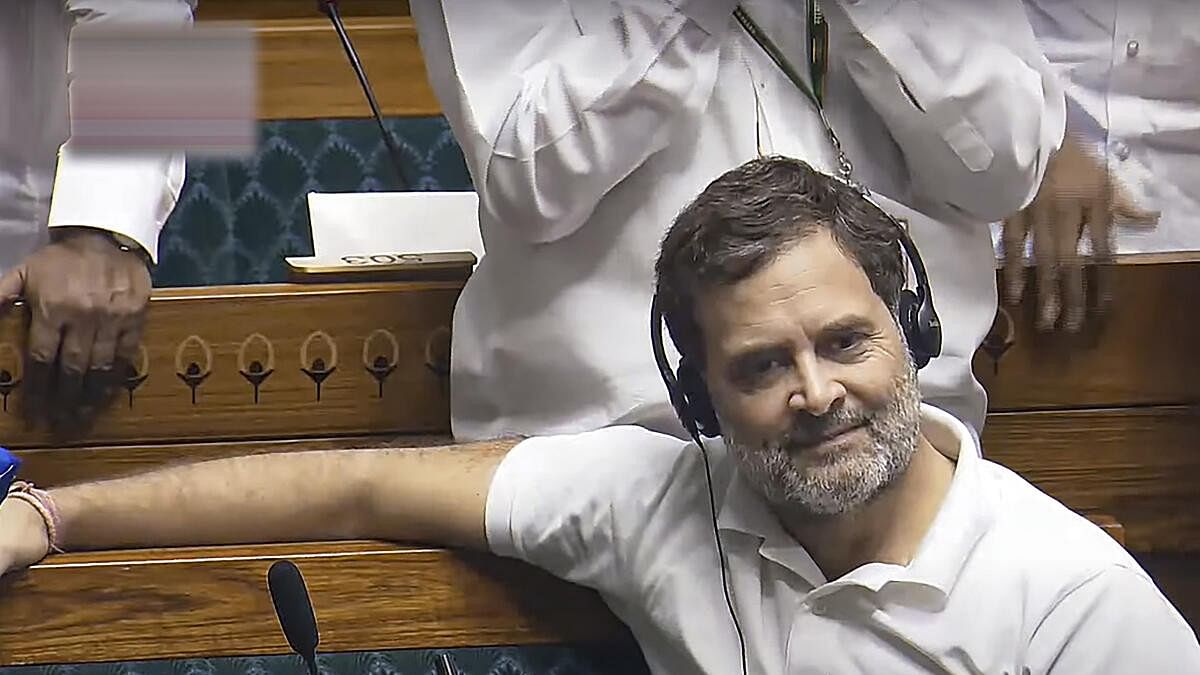 <div class="paragraphs"><p> Leader of Opposition in Lok Sabha Rahul Gandhi during Prime Minister Narendra Modi's reply to the Motion of Thanks on the President's Address, in New Delhi, Tuesday, July 2, 2024.</p></div>