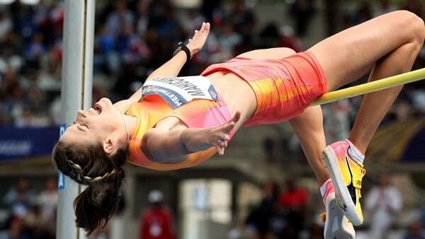 <div class="paragraphs"><p>Ukraine's Yaroslava Mahuchikh in action during the women's high jump.&nbsp;</p></div>