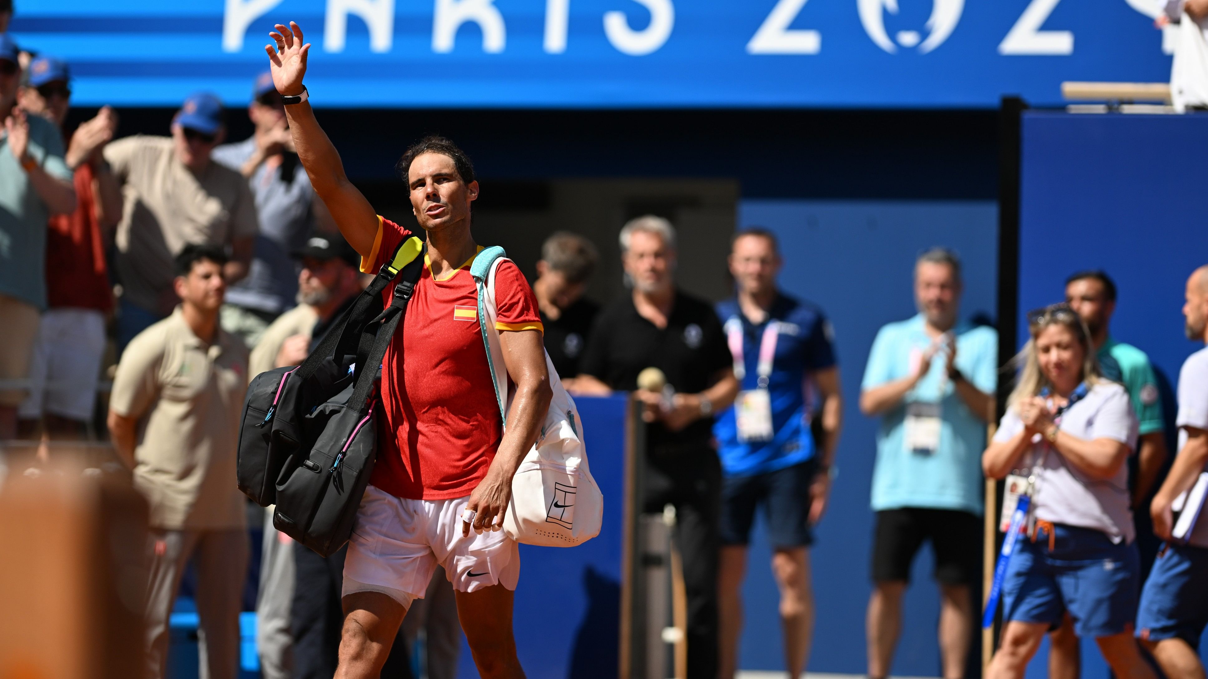 <div class="paragraphs"><p>Rafael Nadal waves to the crowd after his match against Novak Djokovic in the Paris Olympics.</p></div>