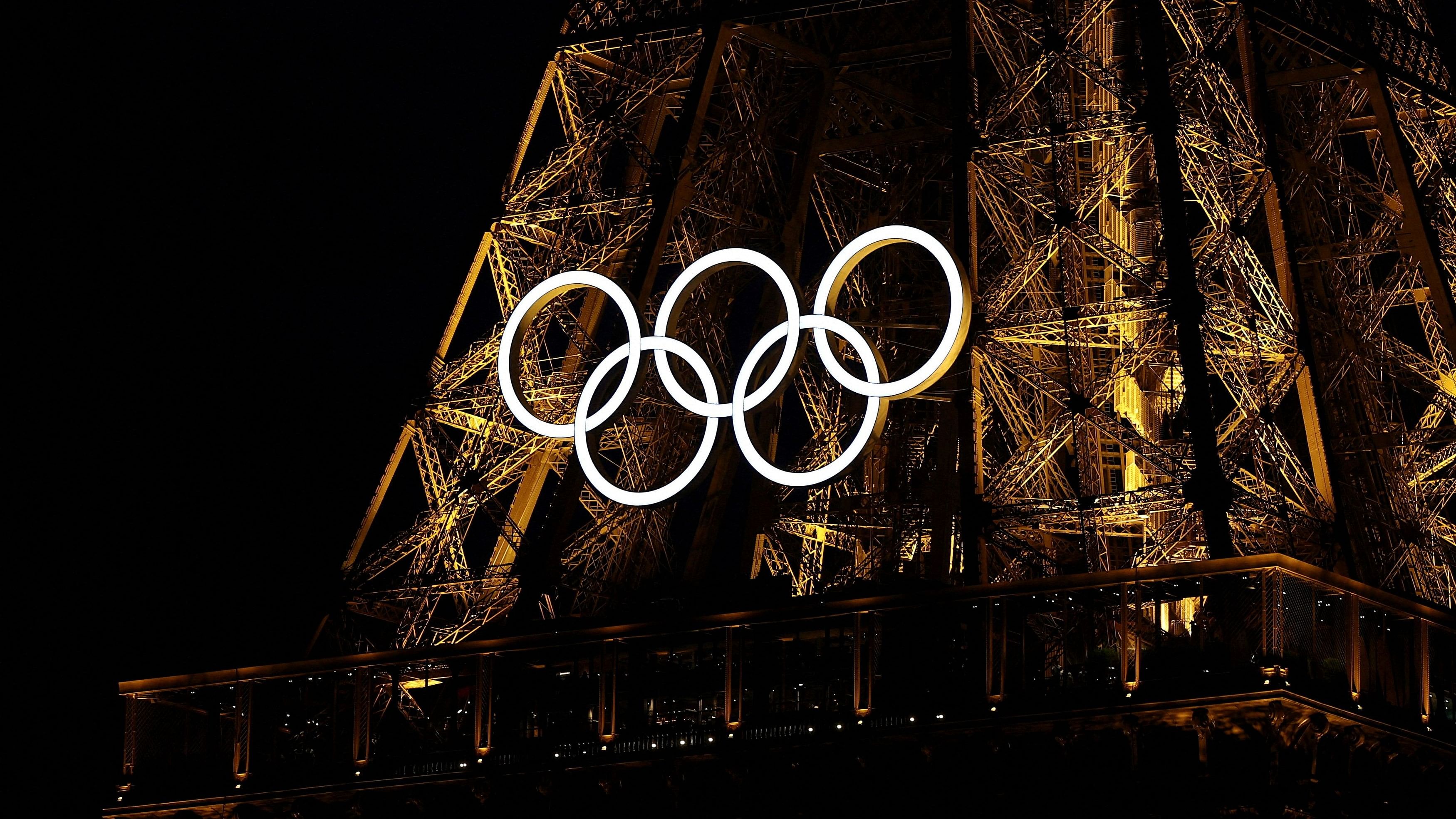 <div class="paragraphs"><p>A general view of the Olympic rings on the Eiffel Tower a day before the opening ceremony of the Paris 2024 Olympics, in Paris, France June 25, 2024.</p></div>