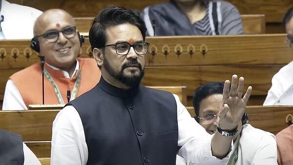 <div class="paragraphs"><p>BJP MP Anurag Thakur speaks in the Lok Sabha during the Monsoon session of Parliament, in New Delhi, Tuesday.&nbsp;</p></div>