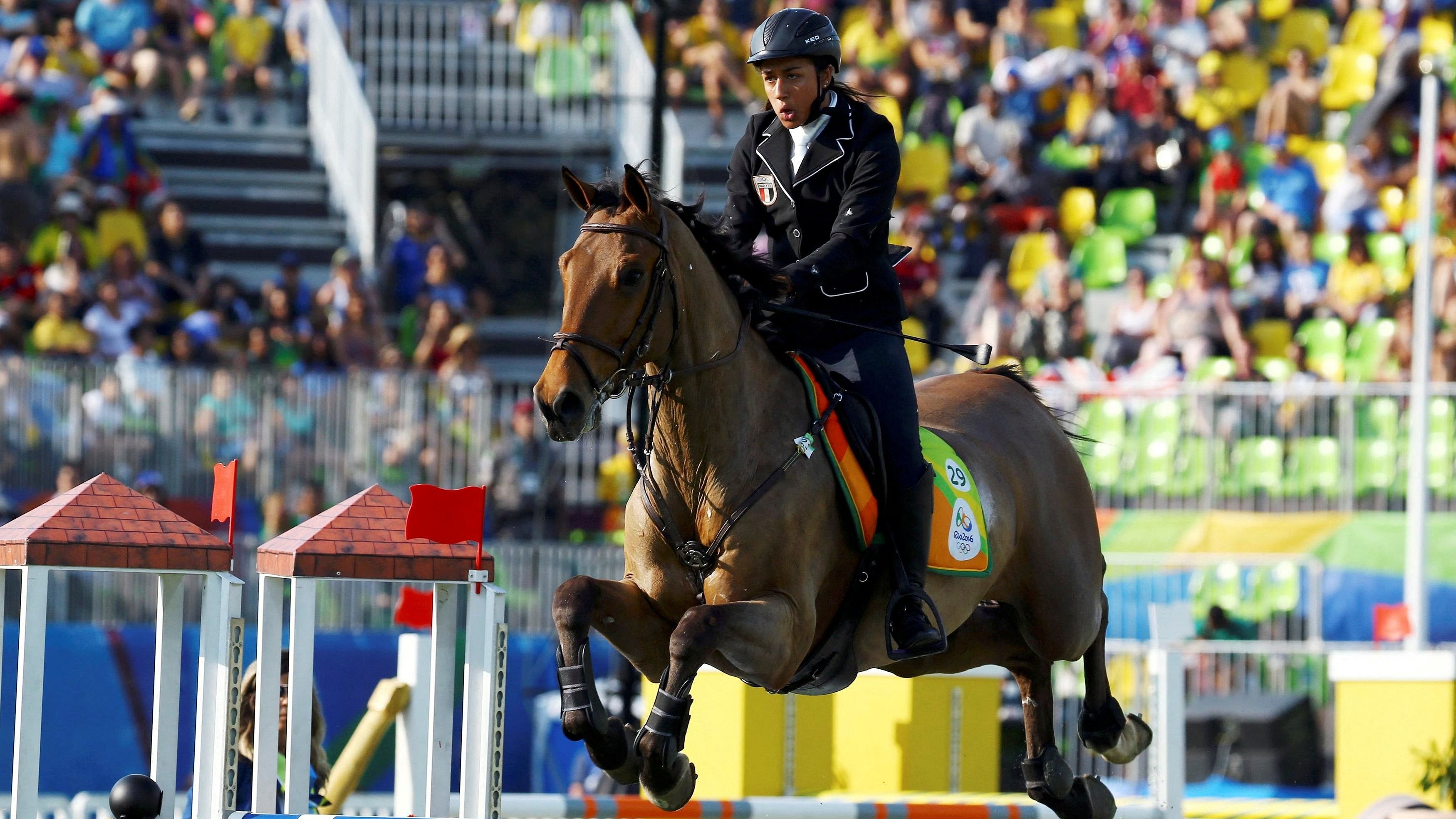 <div class="paragraphs"><p>An image of the 2016 Rio Olympics - Modern Pentathlon - Final - Women's Riding. The horse obstacle has been dropped for the 2024 Paris Games.</p></div>