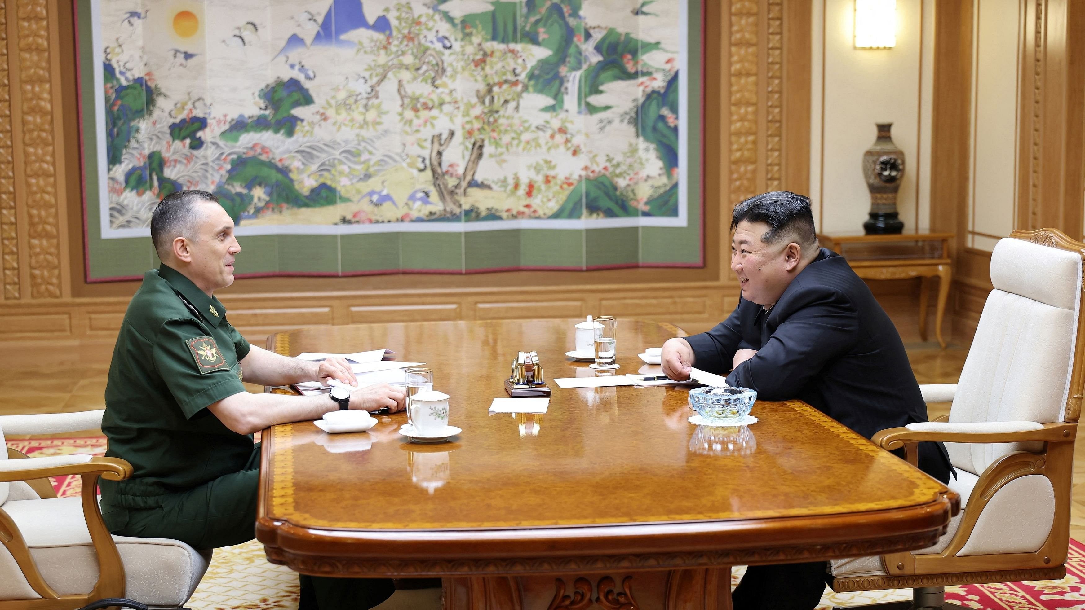 <div class="paragraphs"><p>North Korean leader Kim Jong Un meets Russian Vice Minister of Defense Aleksey Krivoruchko, in North Korea.</p></div>