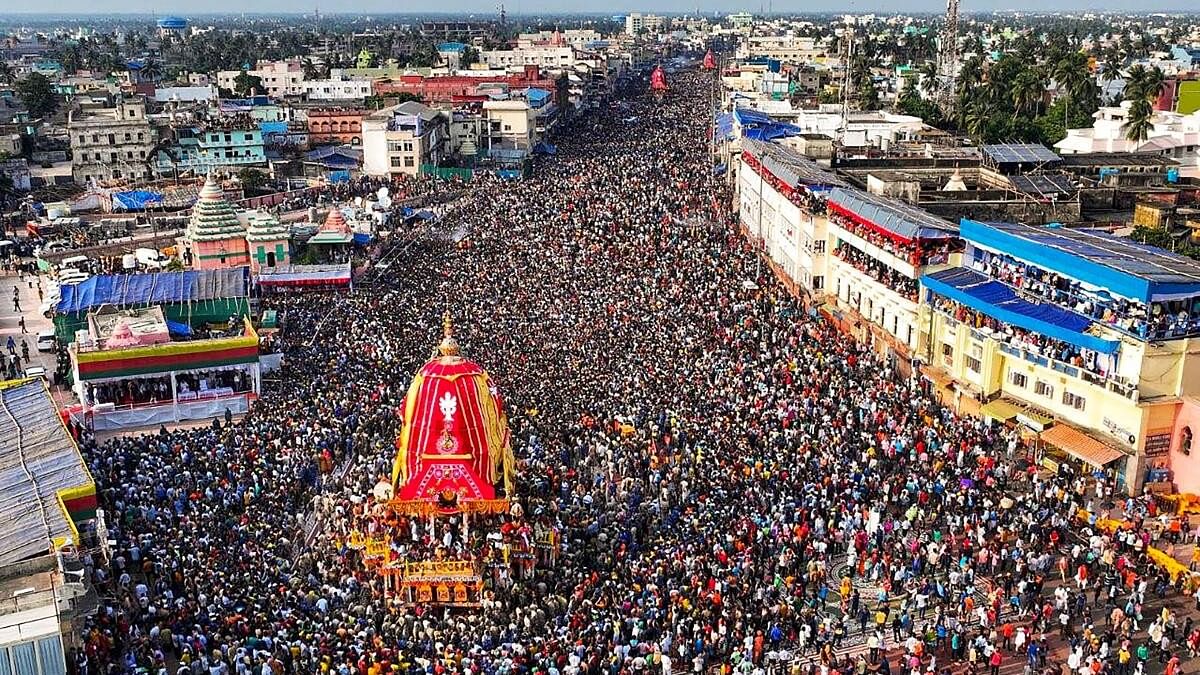 <div class="paragraphs"><p>Crowd of devotees during the annual Rath Yatra of Lord Jagannath, in Puri, Tuesday, June 20, 2023.</p></div>