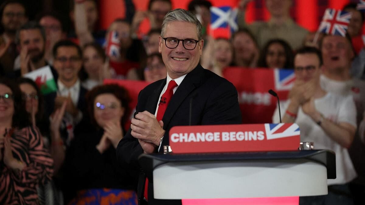 <div class="paragraphs"><p>Keir Starmer, leader of Britain's Labour party, reacts as he speaks at a reception to celebrate his win in the election, at Tate Modern, in London, Britain, July 5, 2024.</p></div>