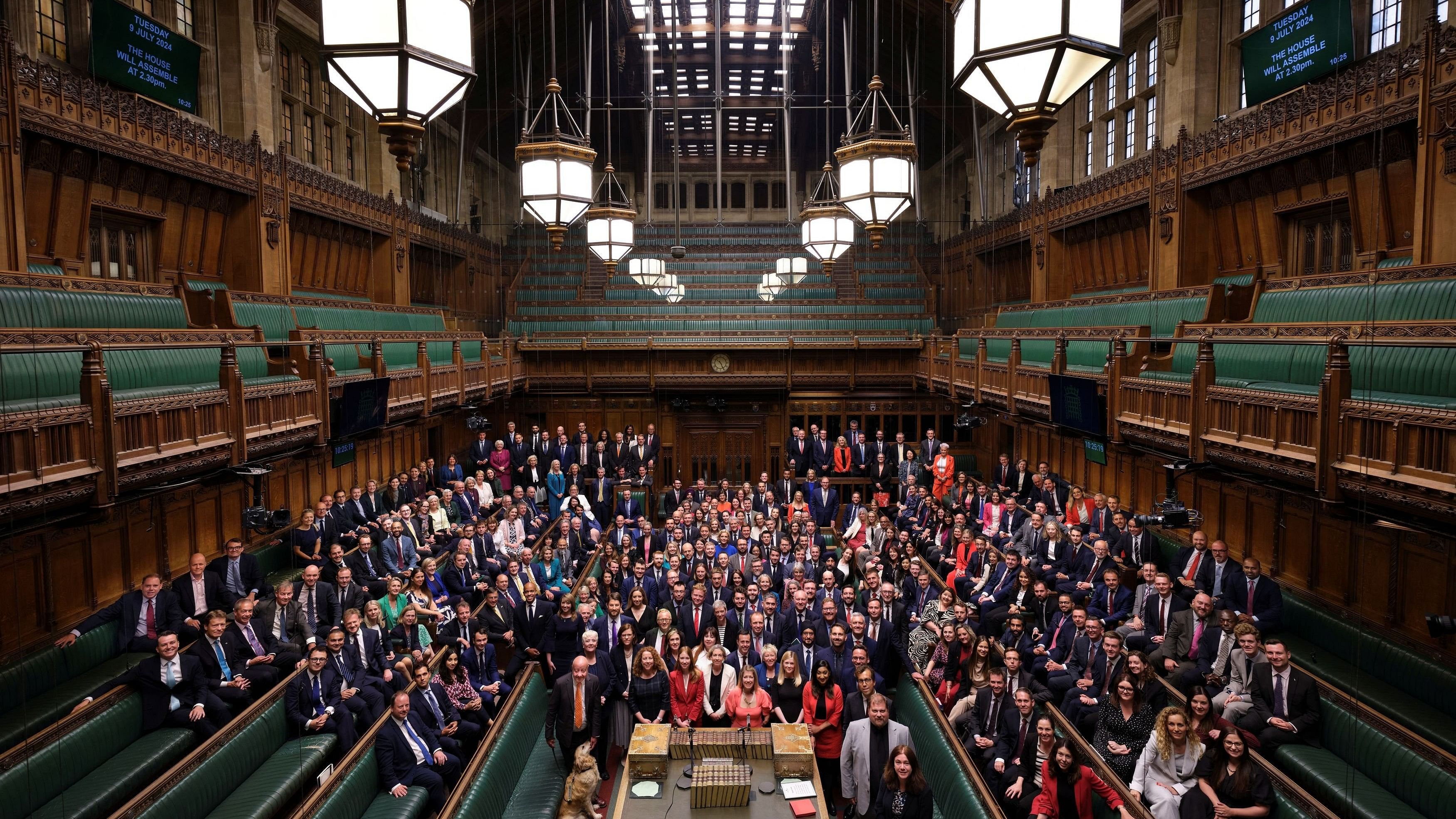 <div class="paragraphs"><p>British Members of Parliament, newly elected in the 2024 general election, gather in the House of Commons Chamber for a group photo in London.</p></div>