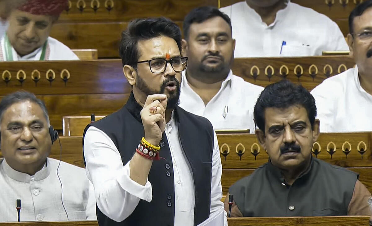 <div class="paragraphs"><p>Union Minister Anurag Thakur speaks in the Lok Sabha during ongoing Parliament session, in New Delhi, Monday, July 1, 2024.</p></div>