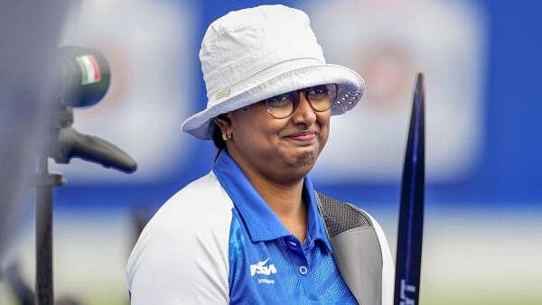 <div class="paragraphs"><p>India's archer Deepika Kumari during women's individual ranking round at the Summer Olympics 2024, at Gardens of Les Invalides, in Paris.&nbsp;</p></div>