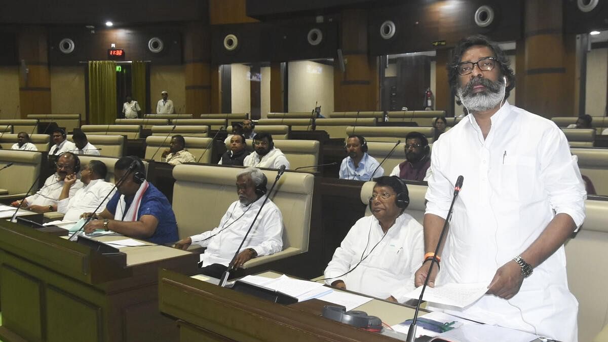 <div class="paragraphs"><p>Jharkhand Chief Minister Hemant Soren speaks during the Monsoon session of the state Legislative Assembly, in Ranchi.</p></div>