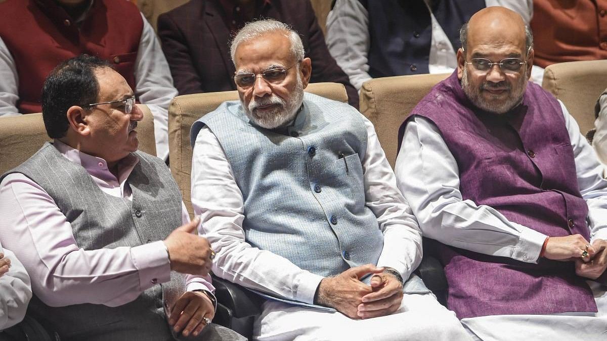 <div class="paragraphs"><p>BJP top leaders J P Nadda, Narendra Modi, and Amit Shah seen here (L-R)&nbsp;</p></div>