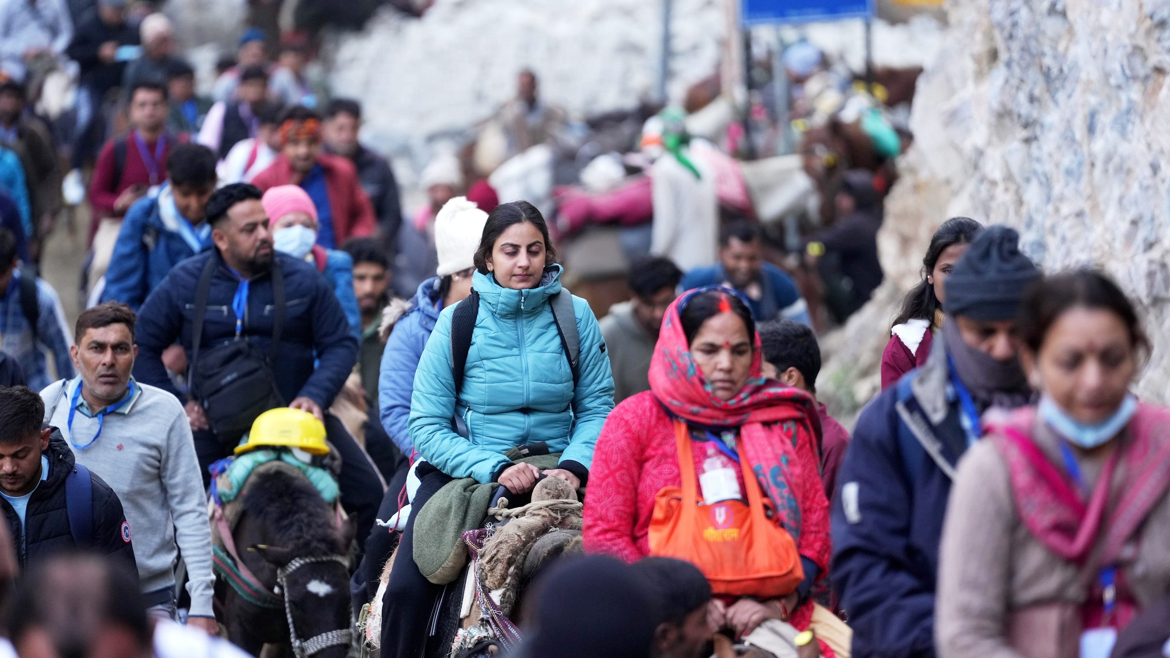 <div class="paragraphs"><p>Pilgrims enroute to the holy cave shrine of Amarnath from the Baltal base camp.</p></div>