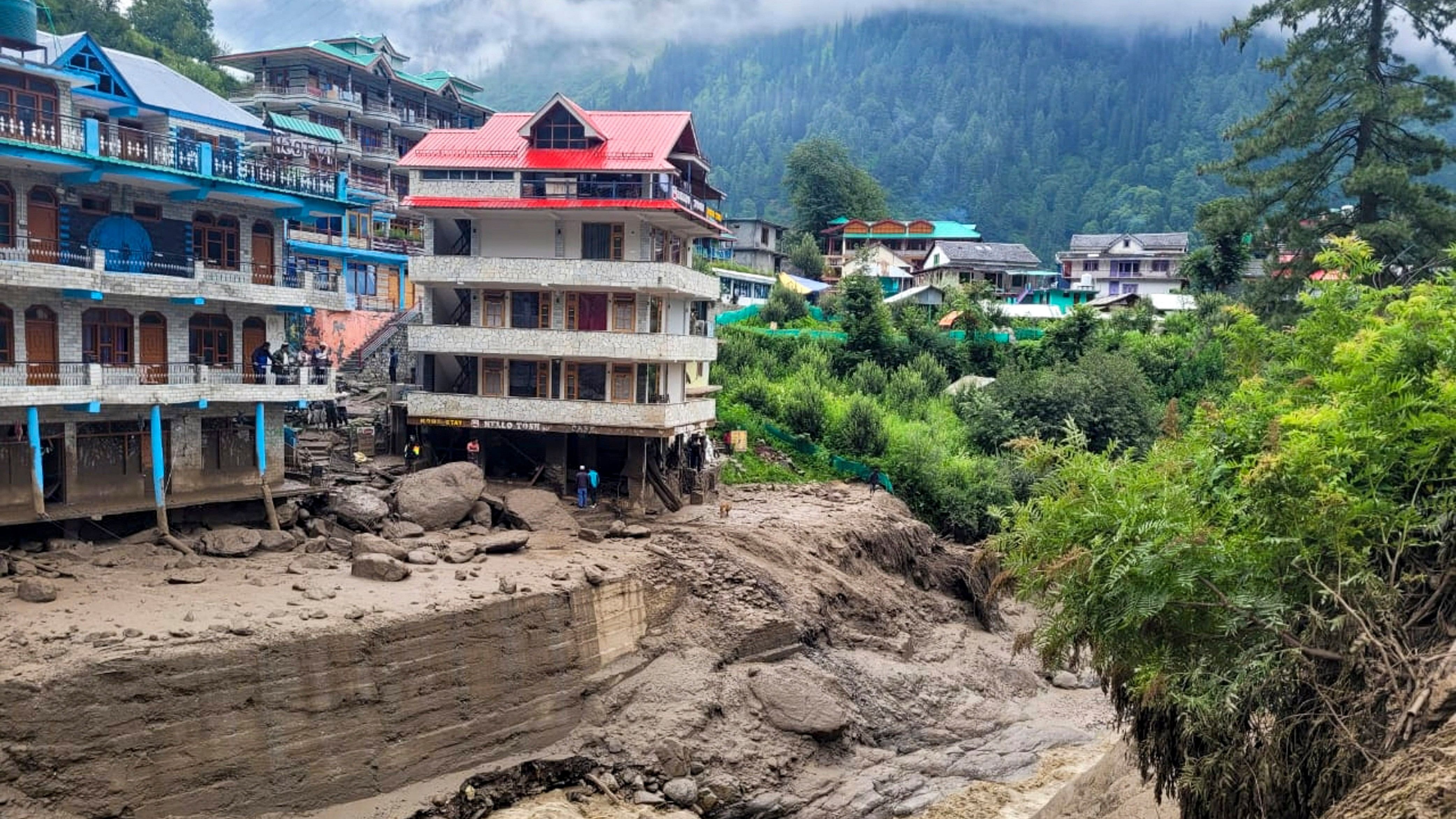 <div class="paragraphs"><p>An affected area after cloud-burst hit Tosh hills in Manikaran, in Kullu district.</p></div>