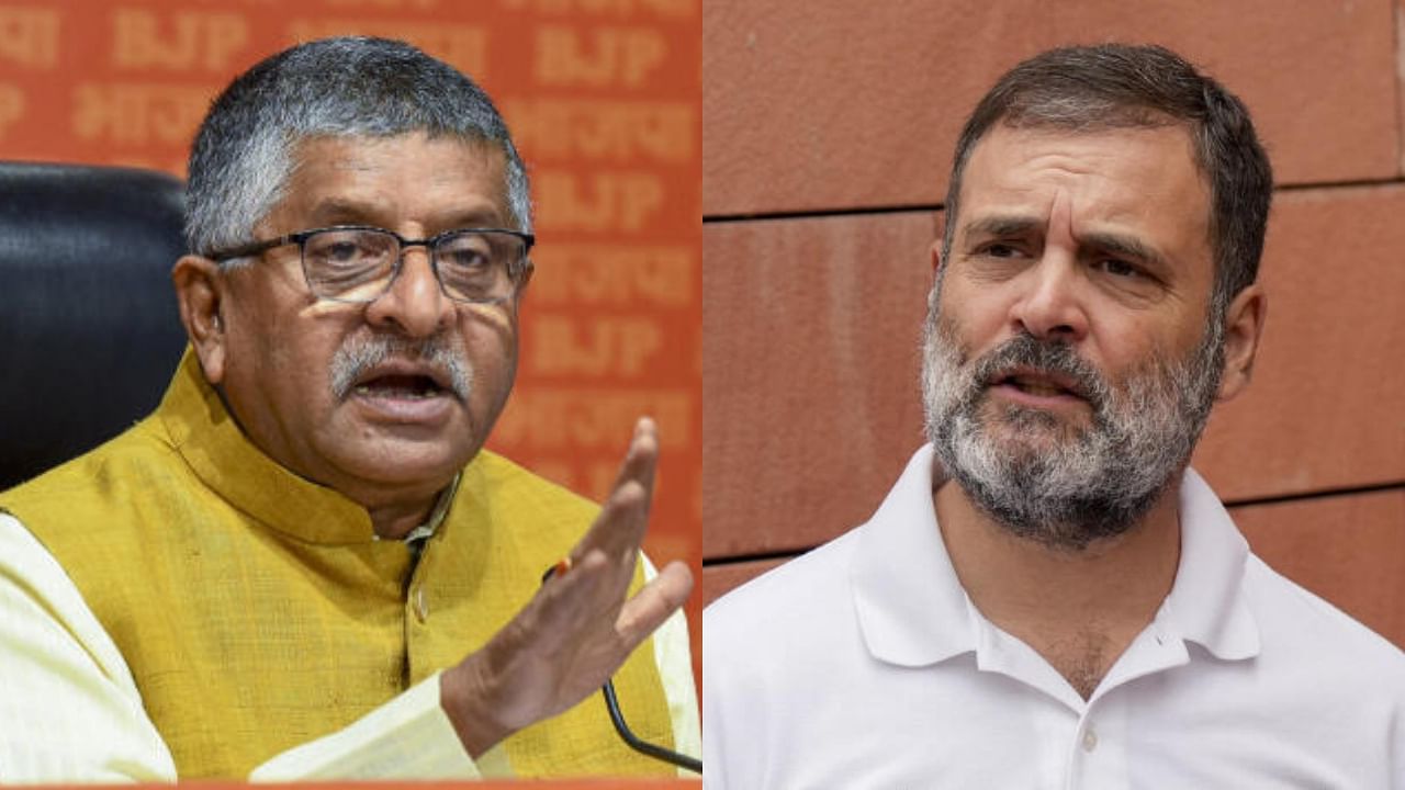 <div class="paragraphs"><p>BJP leader and former union minister Ravi Shankar Prasad (L) and Congress leader Rahul Gandhi (R).</p></div>