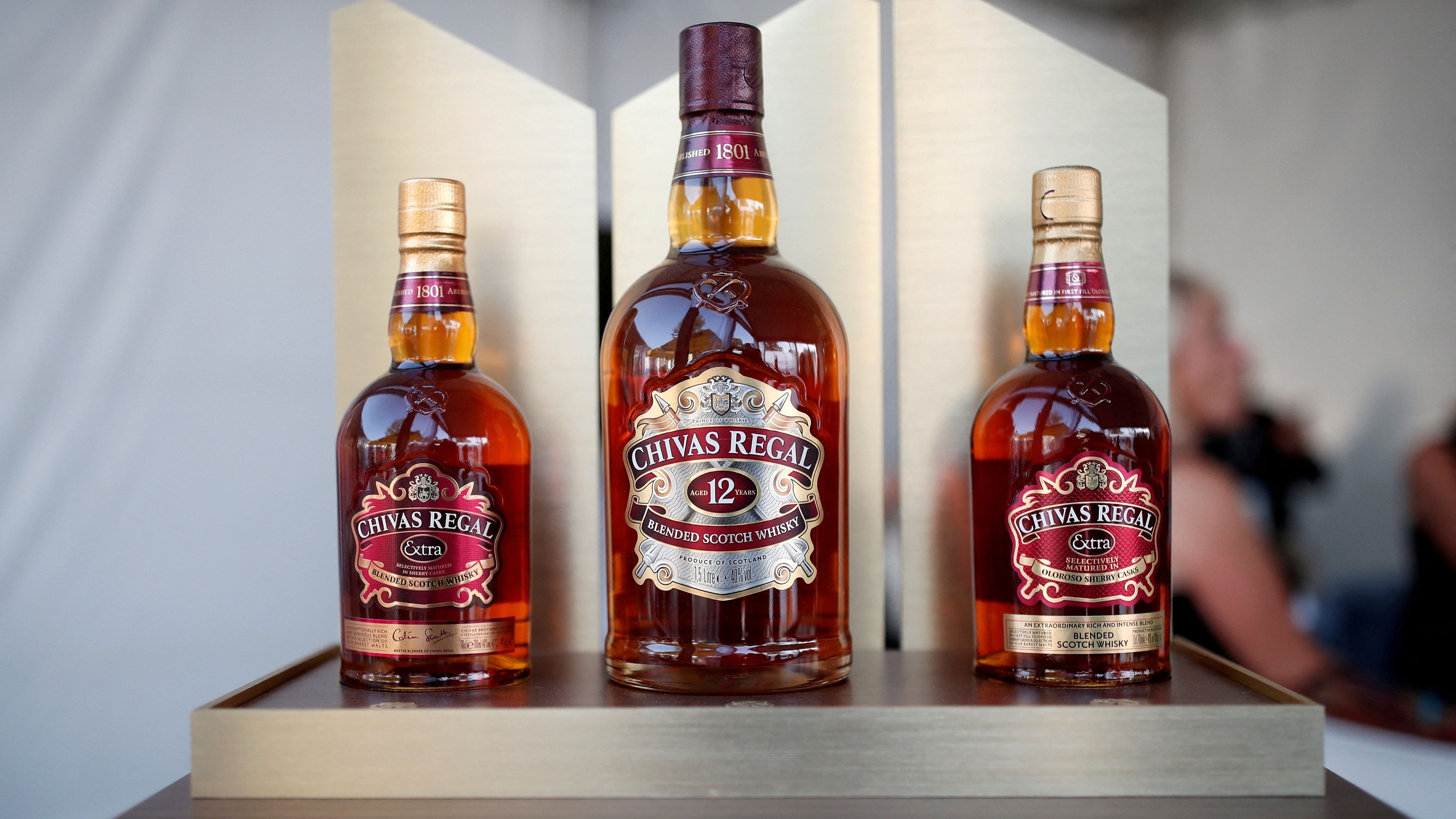 <div class="paragraphs"><p>Bottles of Chivas Regal blended Scotch whisky, produced by Pernod Ricard SA, are displayed.</p></div>