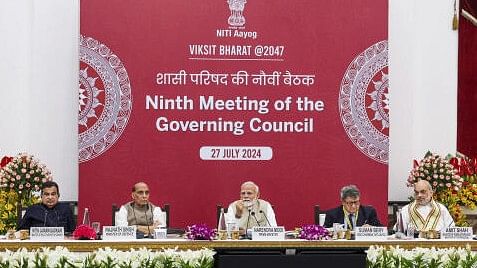 <div class="paragraphs"><p>rime Minister Narendra Modi chairs the 9th Governing Council Meeting of NITI Aayog, in New Delhi, Saturday.&nbsp;</p></div>