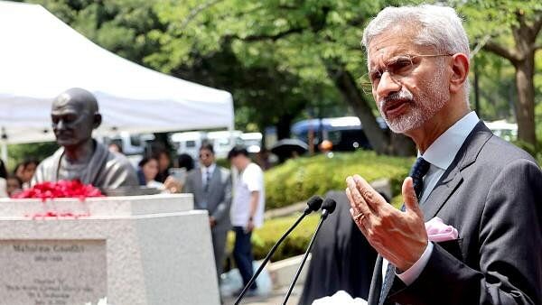 <div class="paragraphs"><p>External Affairs Minister S Jaishankar speaks during the unveiling of Mahatma Gandhi’s bust in Edogawa, Tokyo, Sunday, July 28, 2024.</p></div>