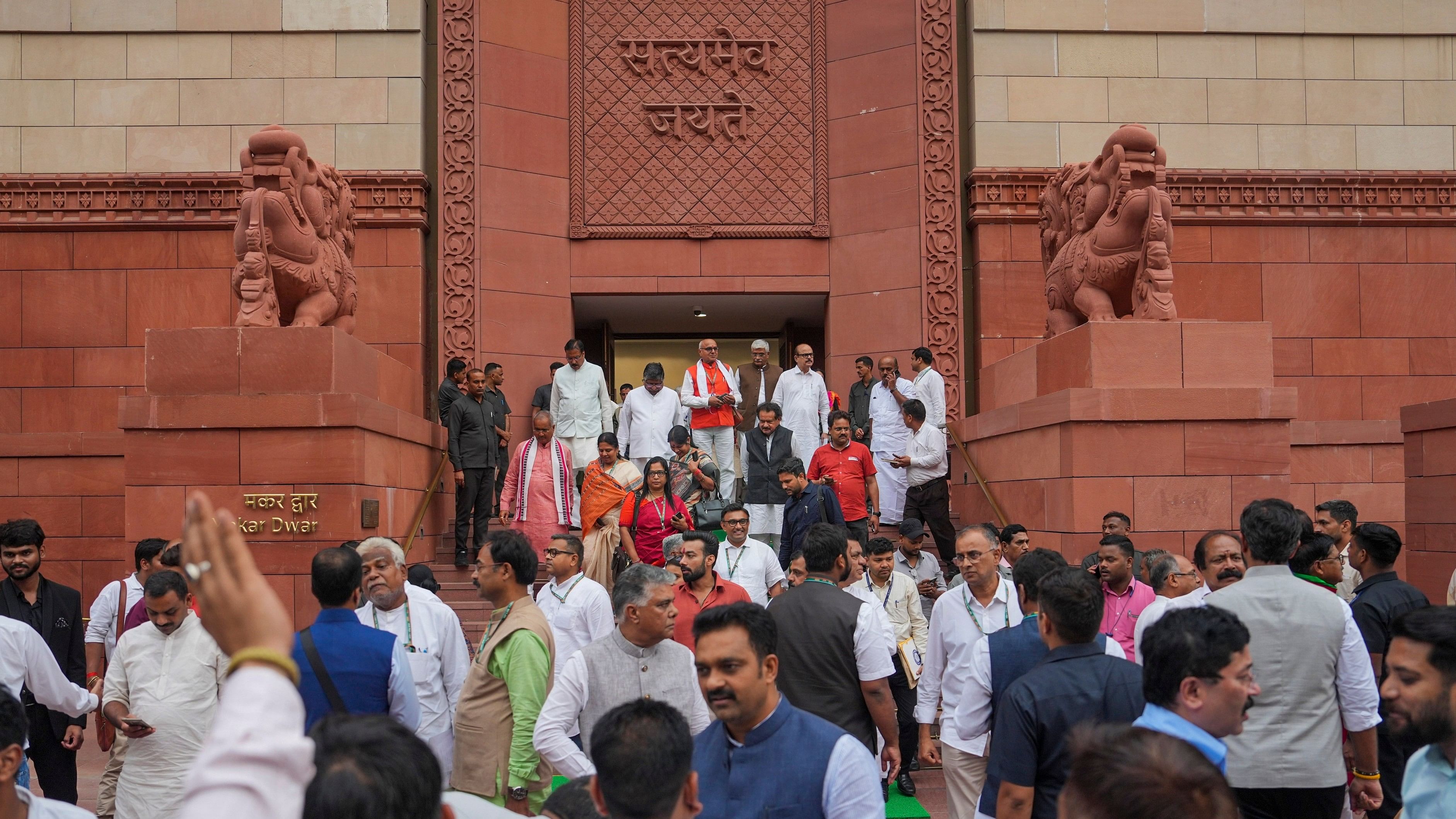 <div class="paragraphs"><p>MPs leave during the ongoing Parliament session of 18th Lok Sabha, in New Delhi, Tuesday, July 2, 2024. </p></div>