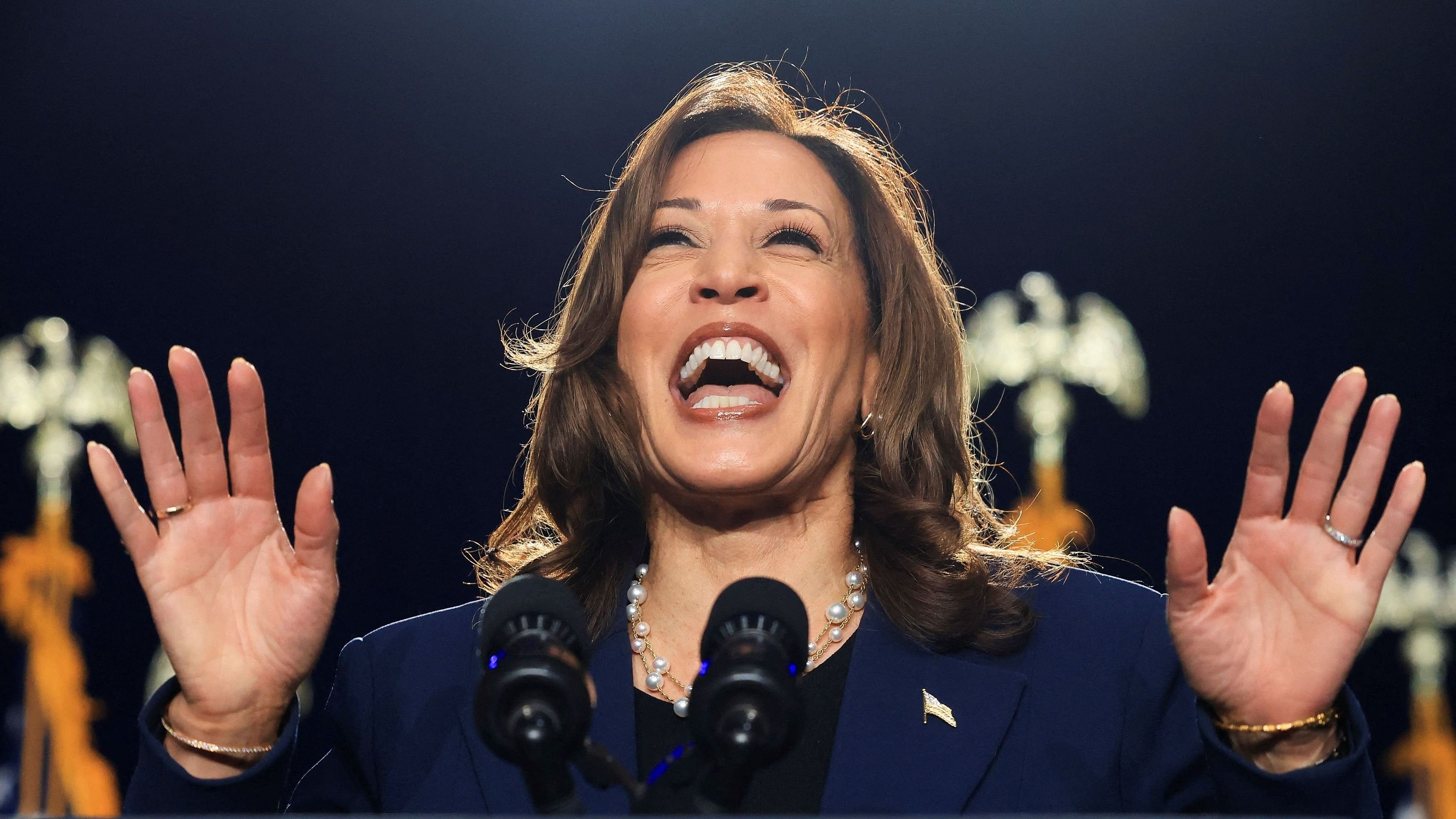 <div class="paragraphs"><p>US Vice President Kamala Harris delivers remarks during a campaign event, at West Allis Central High School, in West Allis, Wisconsin.</p></div>