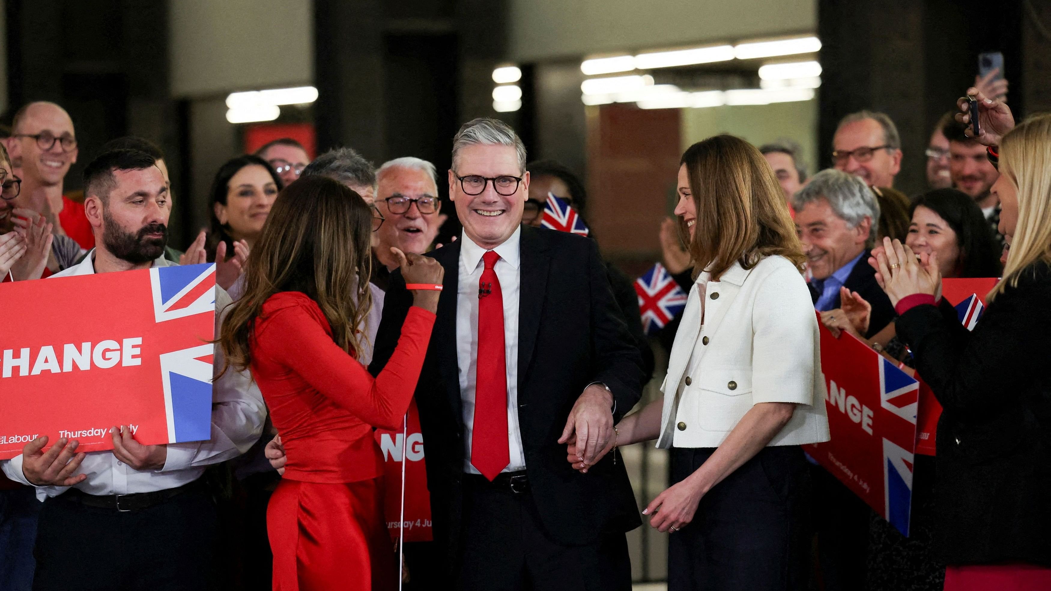 <div class="paragraphs"><p>Keir Starmer, leader of Britain's Labour party, reacts as he attends a reception to celebrate his win in the election, at Tate Modern, in London, Britain, July 5, 2024. </p></div>