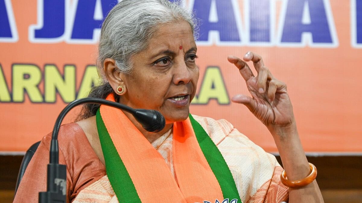 <div class="paragraphs"><p>Union Finance Minister Nirmala Sitharaman addressing at a press conference in BJP state office, Jagannath Bhavan, Malleshwara in Bengaluru on Sunday, 28th July 2024.</p></div>