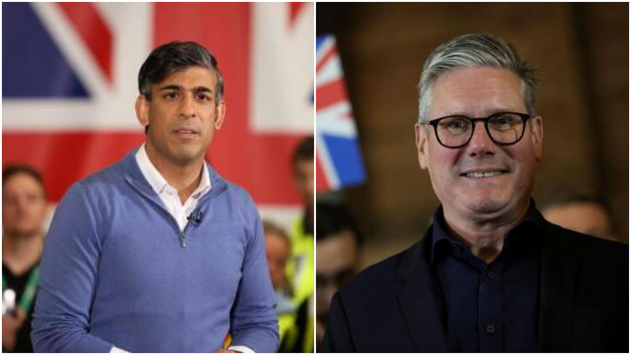 <div class="paragraphs"><p>British PM and leader of the incumbent Tory party Rishi Sunak (L); Leader of the Labour party Keir Starmer(R).</p></div>