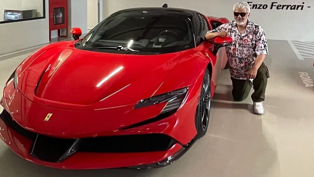 <div class="paragraphs"><p>Ajith Kumar poses with Ferrari SF90</p></div>