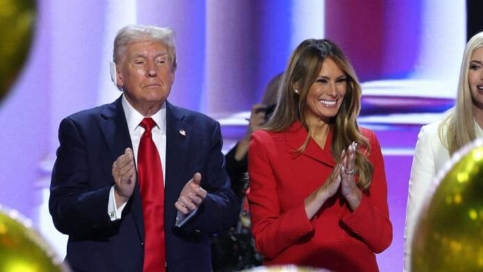 <div class="paragraphs"><p>Republican presidential nominee and former US President Donald Trump is joined on stage by wife Melania Trump.</p></div>