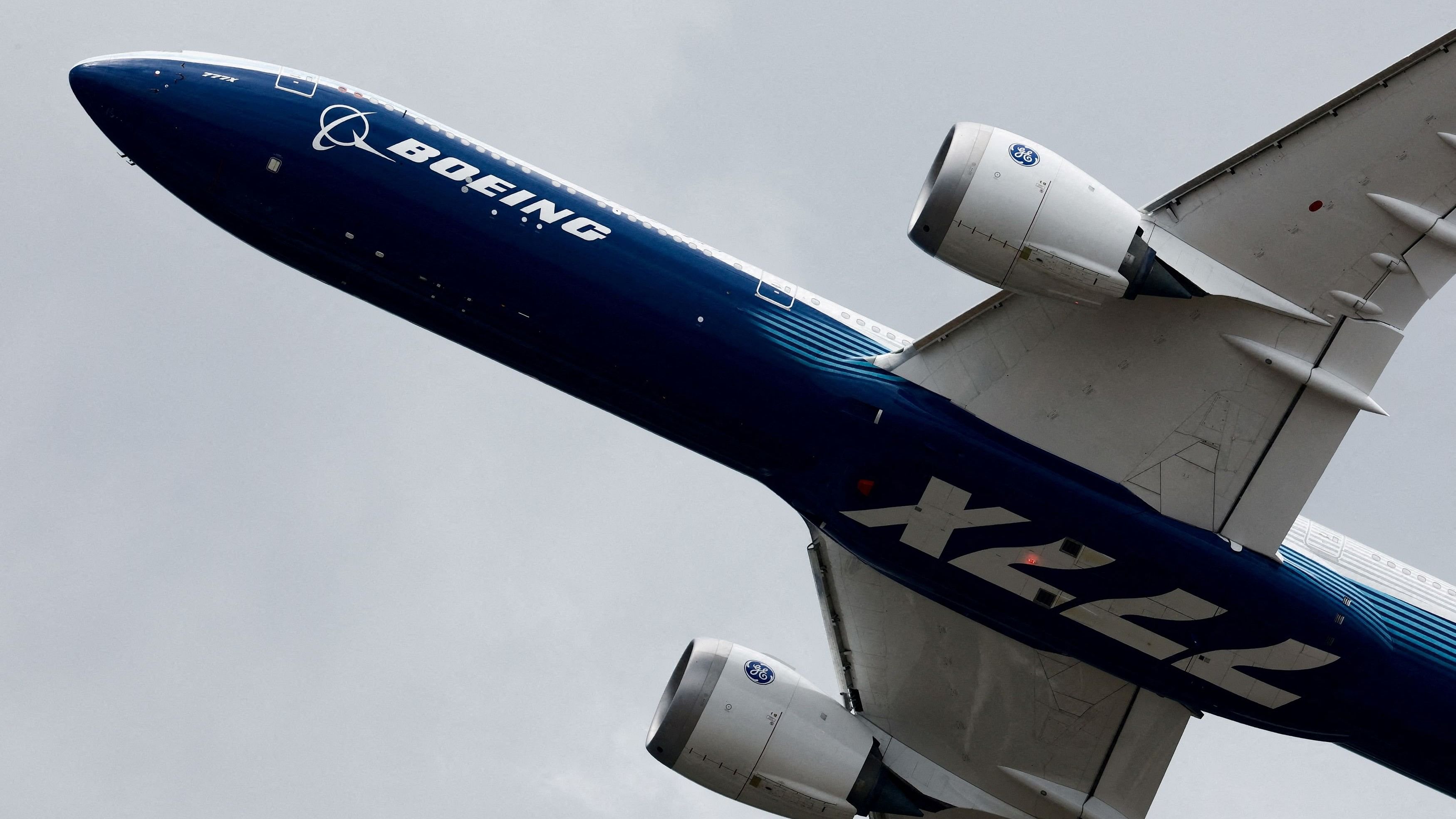 <div class="paragraphs"><p>A Boeing 777-9, a variant of the 777X, performs a flying display.</p></div>