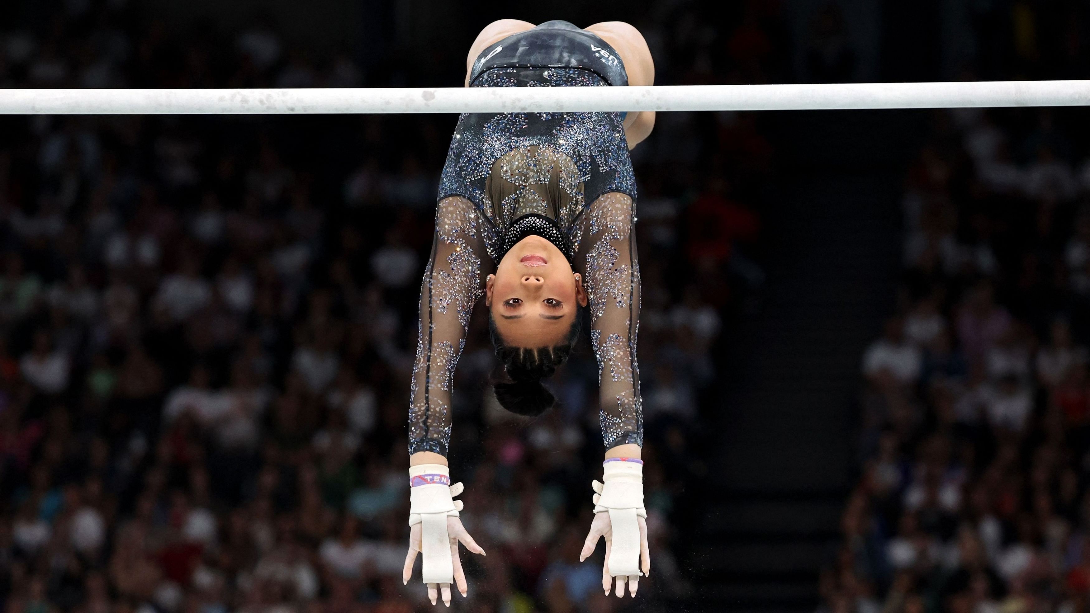 <div class="paragraphs"><p>Sunisa Lee of United States in action on the Uneven Bars.</p></div>