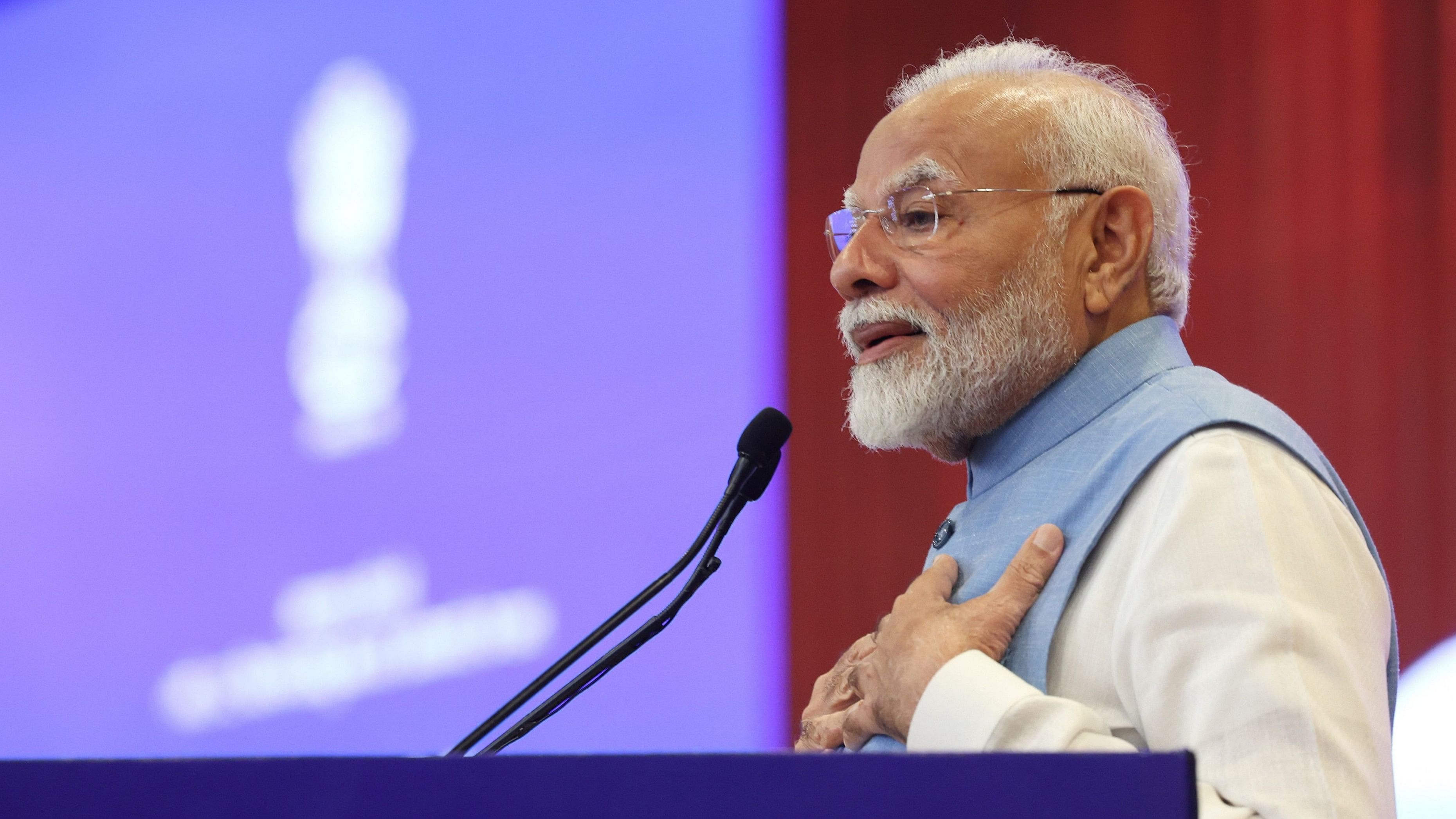 <div class="paragraphs"><p>Prime Minister Narendra Modi speaks during an interaction with Officer Trainees of IAS 2022 Batch.</p></div>