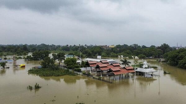 <div class="paragraphs"><p>The residents of Chahalwa village in Uttar Pradesh, close to the India-Nepal border, were stranded in the agricultural fields situated on the other side of river Ghaghra near the border due to the flash floods, officials said.</p><p>Image for representation.</p></div>