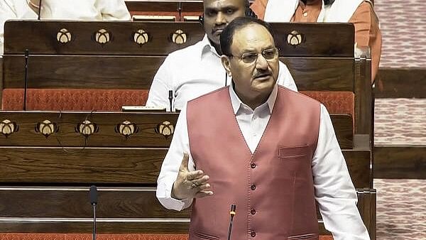 <div class="paragraphs"><p>Union Minister J P Nadda speaks in the Rajya Sabha during the Monsoon session of Parliament, in New Delhi.&nbsp;</p></div>