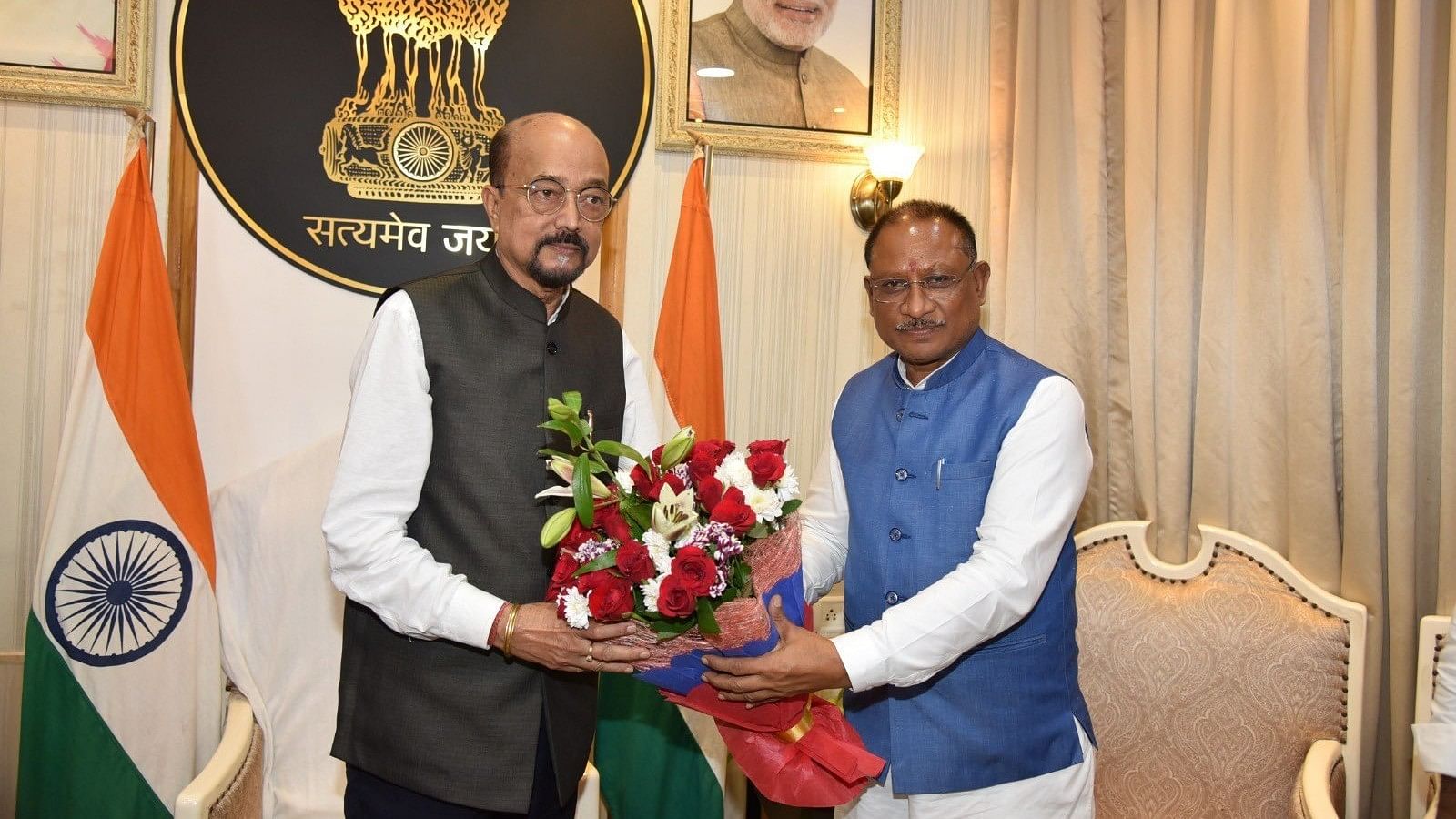 <div class="paragraphs"><p>Newly appointed Chhattisgarh Governor Ramen Deka with CM Vishnu Deo Sai.</p></div>