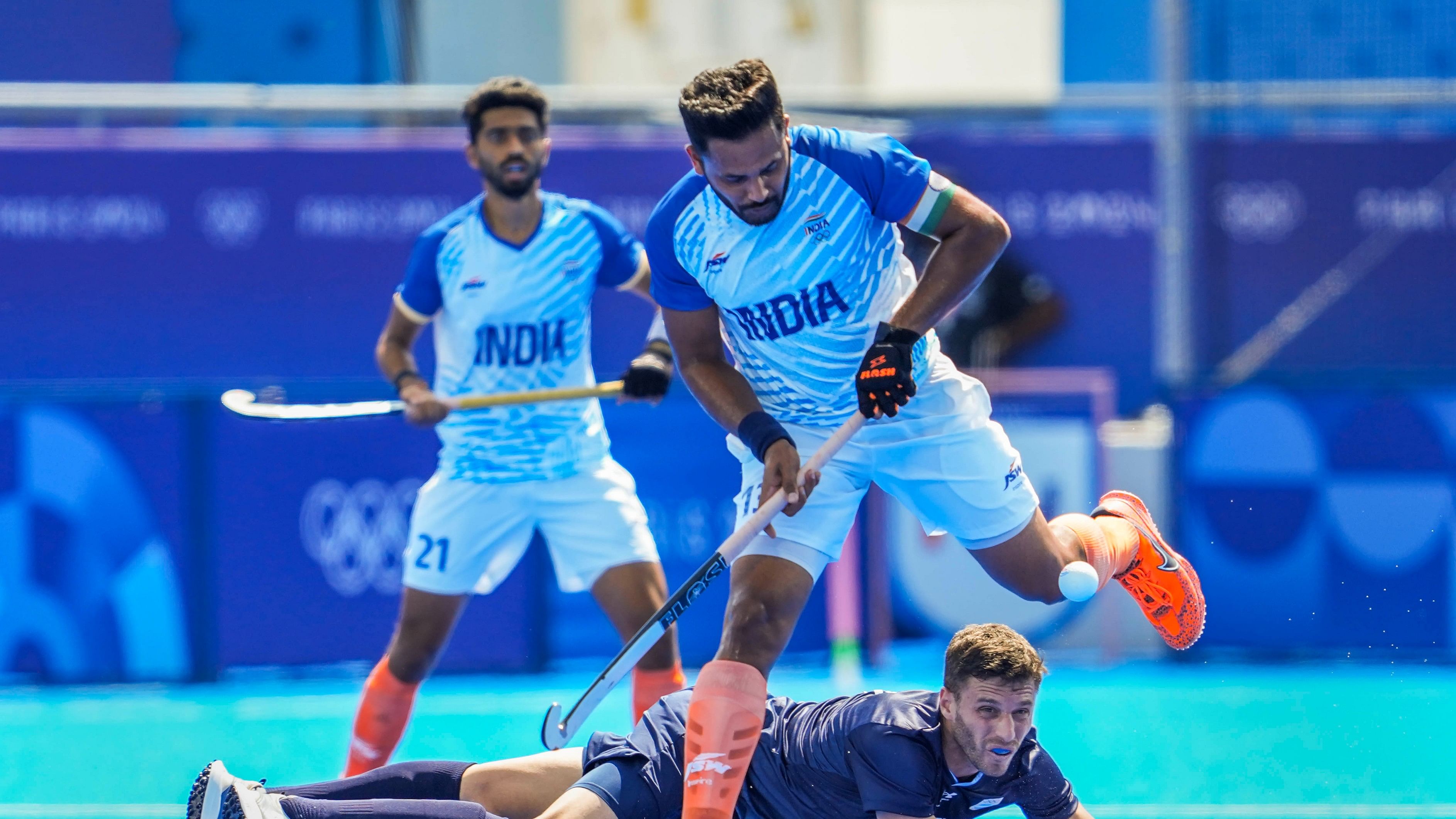 <div class="paragraphs"><p>India's captain Harmanpreet Singh during the Pool B hockey match between India and Argentina at the 2024 Summer Olympics, in Paris, France, Monday, July 29, 2024.</p></div>