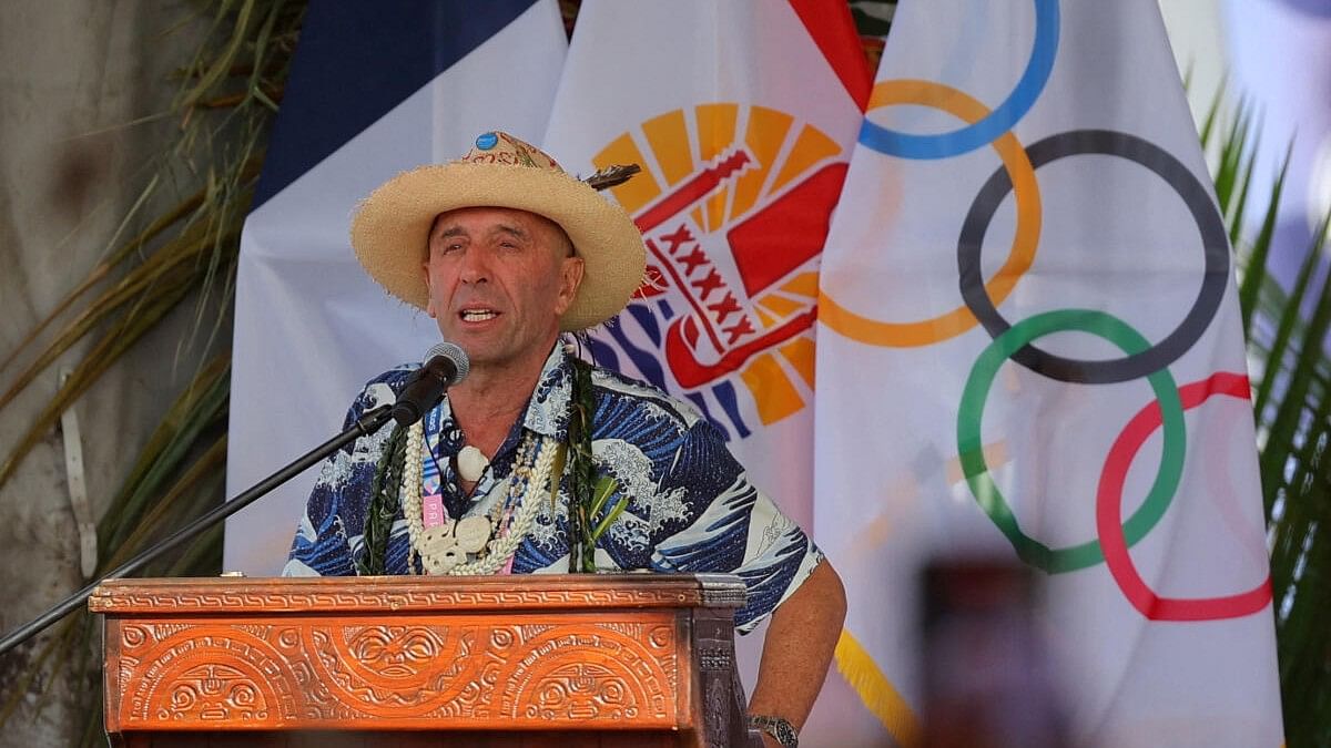 <div class="paragraphs"><p>President of the International Surfing Association Fernando Aguerre speaks on the day of Paris 2024 Olympics opening ceremony in&nbsp;Tahiti, French Polynesia.</p></div>