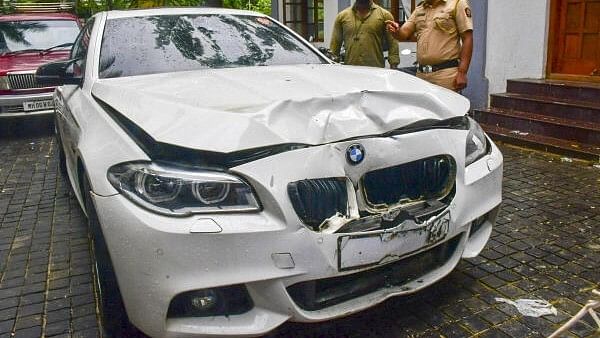 <div class="paragraphs"><p>The damaged BMW car, which was allegedly involved in an accident that killed a woman, parked at Worli Police Station, in Mumbai.</p></div>